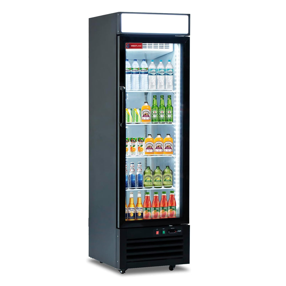 Commercial Refrigerator 1 Glass Door, WESTLAKE 24" W Merchandiser Reach-in Cooler Upright Fridge 13 Cu.ft for Restaurant, Bar, Shop, Retail
