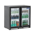 ICECASA Undercounter Beverage Cooler Fridge, 2 Glass Door Back Bar Fridge 35.4" Commercial Wine Cooler