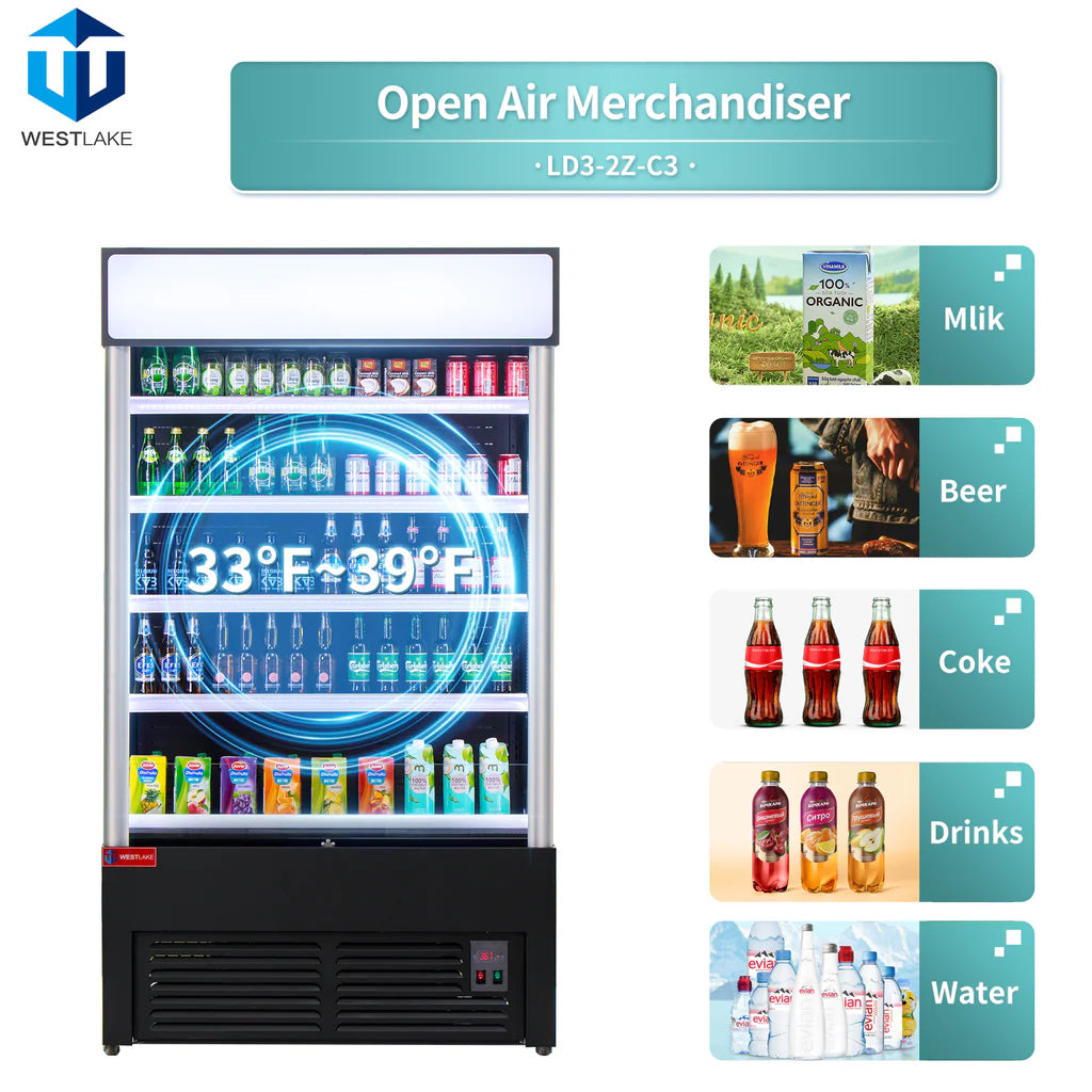 WESTLAKE 46"W 33"D Restaurant Commercial Open Air Merchandiser Refrigerated Display Cooler Black