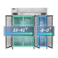 ICECASA 72" Freezer And Fridge Combo, Restaurant 3 Door Reach-In Commercial Fridge And Freezer Combination