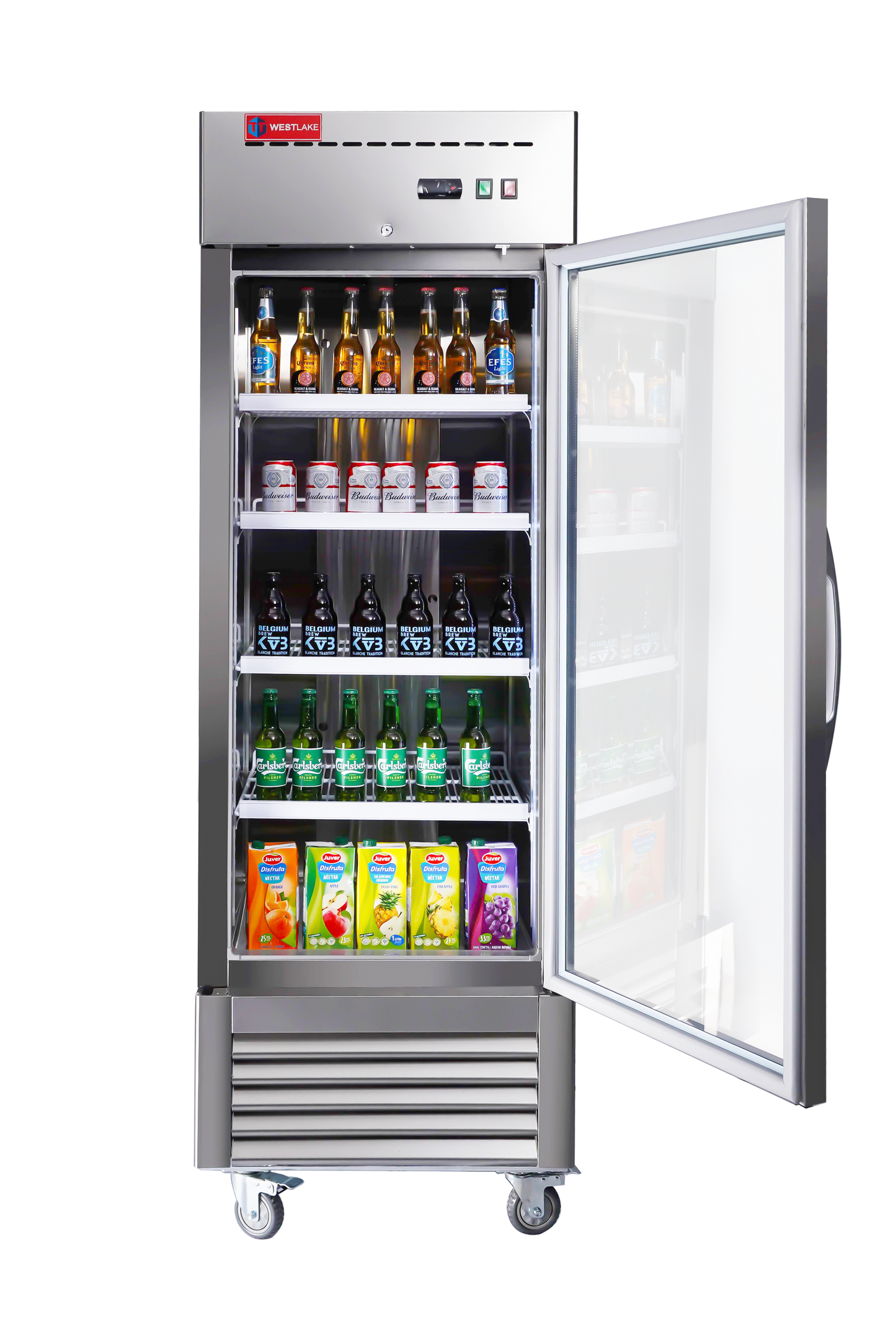 Commercial Refrigerator 1 Glass Door, WESTLAKE 27" W Merchandiser Reach-in Display Fridge 23 Cu.ft Upriht Cooler for Restaurant, Bar, Retail