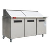 Sandwich Prep Table Refrigerator, WESTLAKE 72" 3 Door Mega Top Salad Sandwich Prep Table