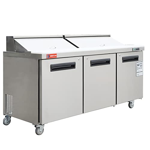 Sandwich Prep Table Refrigerator, WESTLAKE 72" 3 Door Commercial Salad Sandwich Prep Table