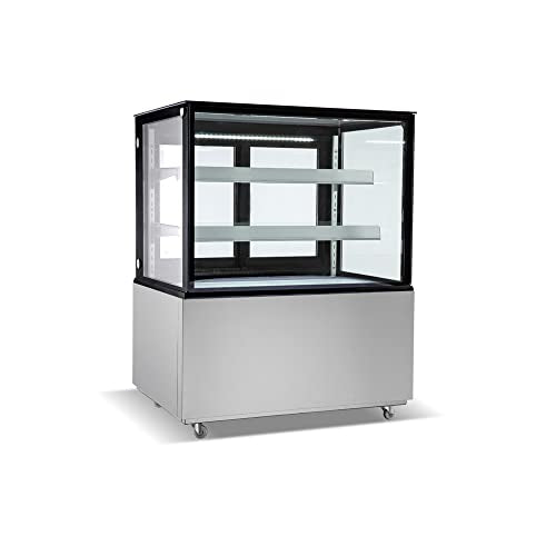 Commercial Bakery Display Case, WESTLAKE 36"W Square Glass Refrigerated Bakery Display Case with LED Lighting