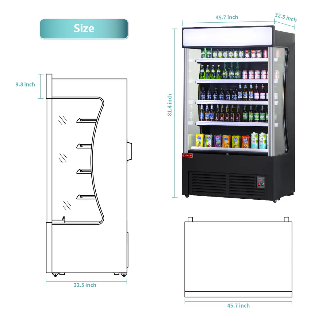 WESTLAKE 46"W 33"D Restaurant Commercial Open Air Merchandiser Refrigerated Display Cooler Black