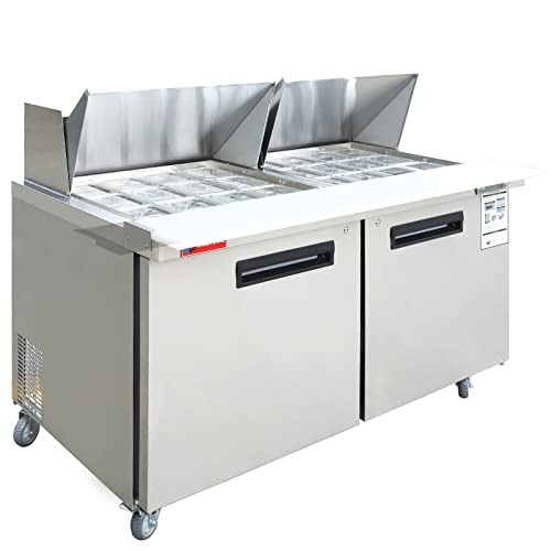 Sandwich Prep Table Refrigerator, WESTLAKE 60" 2 Door Mega Top Salad Sandwich Prep Table
