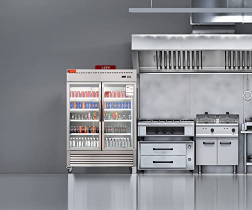 Commercial Refrigerator 2 Glass Door, WESTLAKE 54" W Merchandiser Reach-in Cooler Upright Fridge 49 Cu.ft for Restaurant, Bar, Shop, Retail