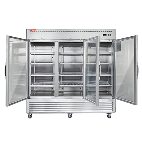 Commercial Refrigerator 3 Glass Door, WESTLAKE 82" W Merchandiser Reach-in Cooler Upright Fridge 72 Cu.ft for Restaurant, Bar, Shop, Retail