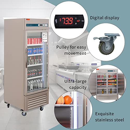 Commercial Refrigerator 1 Glass Door, WESTLAKE 27" W Merchandiser Reach-in Display Fridge 23 Cu.ft Upriht Cooler for Restaurant, Bar, Retail