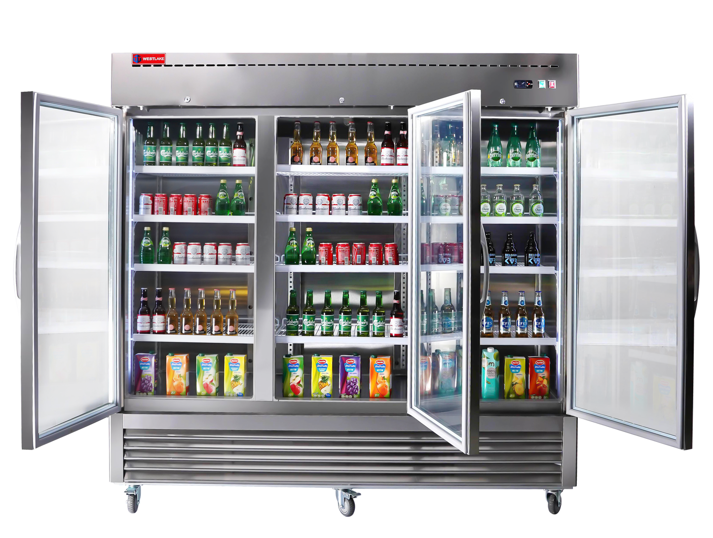 Commercial Refrigerator 3 Glass Door, WESTLAKE 82" W Merchandiser Reach-in Cooler Upright Fridge 72 Cu.ft for Restaurant, Bar, Shop, Retail