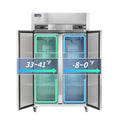 ICECASA 48 Inch Commercial Refrigerator Freezer Combo, Restaurant 2 Door Reach-In Commercial Upright Fridge and Freezer Combo