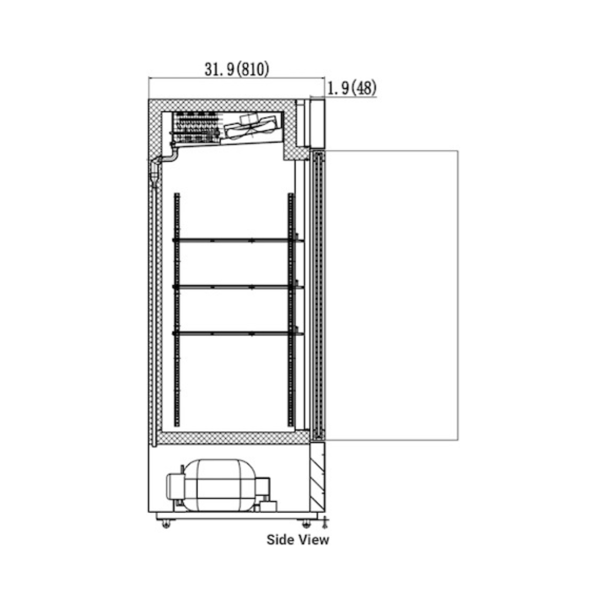 VALPRO VP1F-23HC SINGLE SWING GLASS DOOR MERCHANDISER FREEZER – 23 CU. FT. With Top Lighted Sign Panel