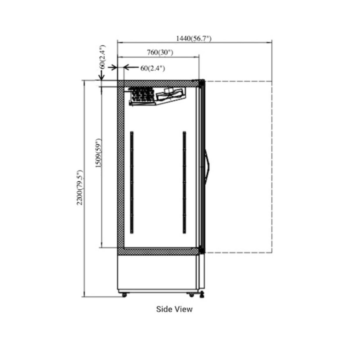 VALPRO VP1F-23M SINGLE SWING FULL GLASS DOOR MERCHANDISER FREEZER – 23 CU. FT. Without Top Lighted Sign Panel