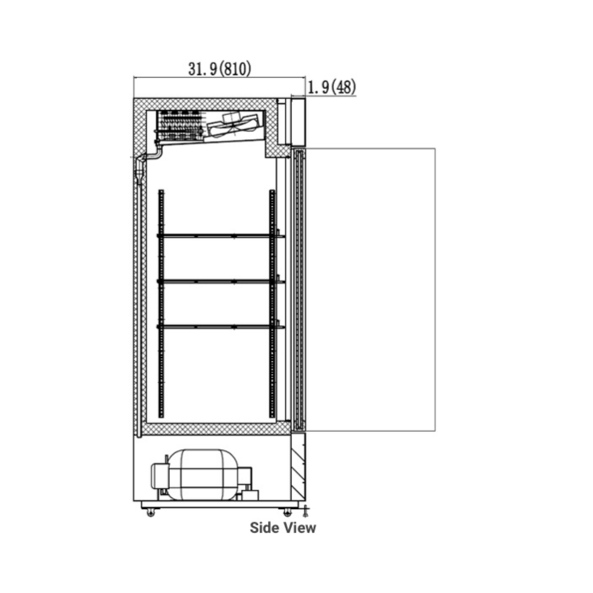VALPRO VP1R-23HC SINGLE SWING GLASS DOOR MERCHANDISER REFRIGERATOR – 23 CU. FT. With Top Lighted Sign Panel