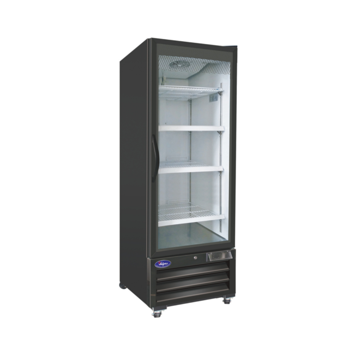 VALPRO VP1R-23M SINGLE SWING FULL GLASS DOOR MERCHANDISER REFRIGERATOR – 23 CU. FT. Without Top Lighted Sign Panel