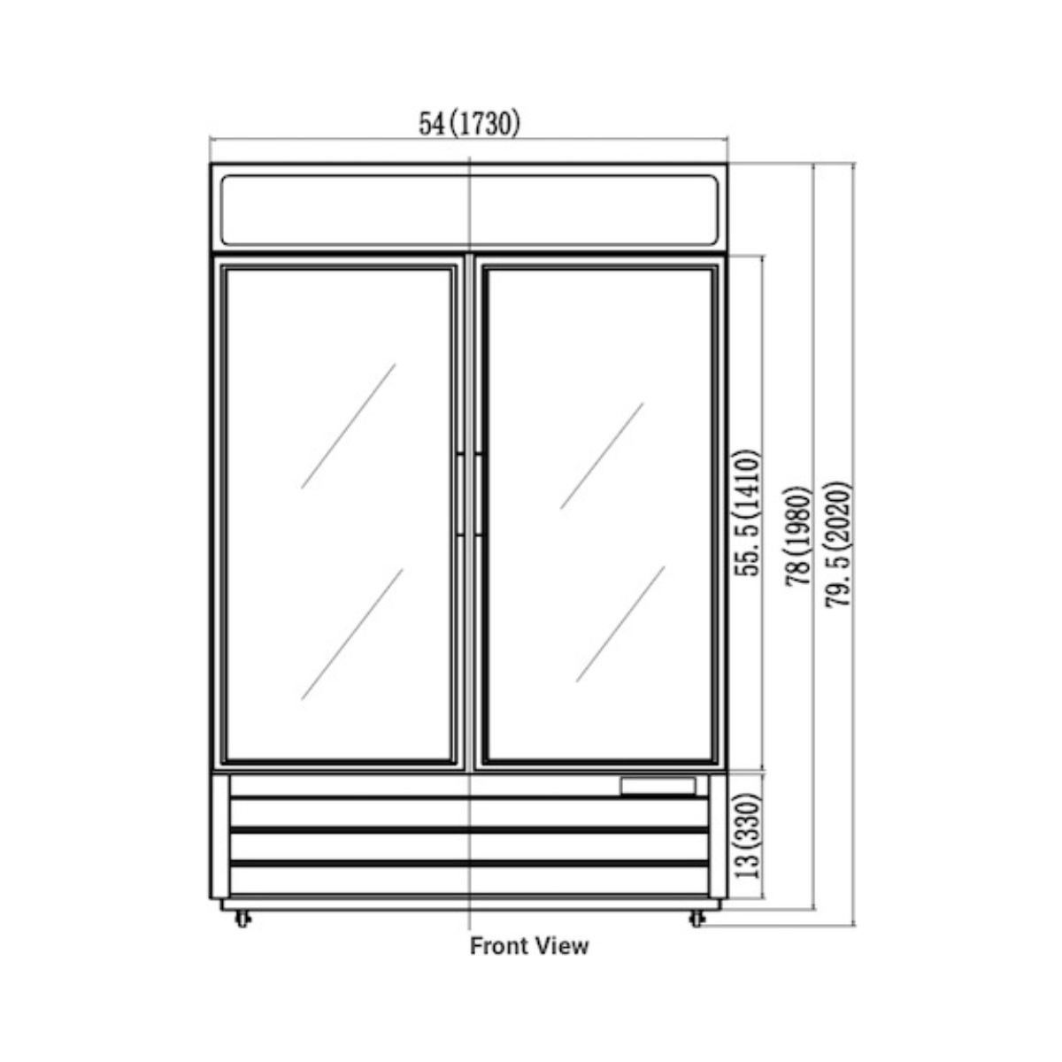 VALPRO VP2F-48FDVHC TWO SWING GLASS DOOR MERCHANDISER DOUBLE VOLT FREEZER – 48 CU. FT. With Top Lighted Sign Panel
