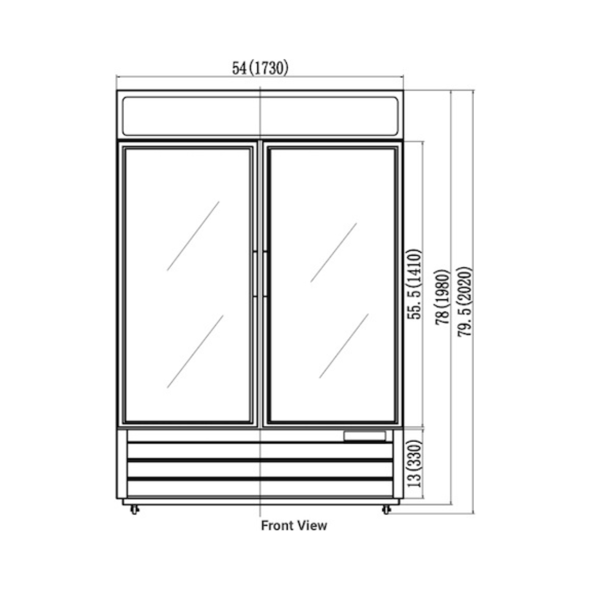 VALPRO VP2F-48HC TWO SWING GLASS DOOR MERCHANDISER FREEZER – 48 CU. FT. With Top Lighted Sign Panel