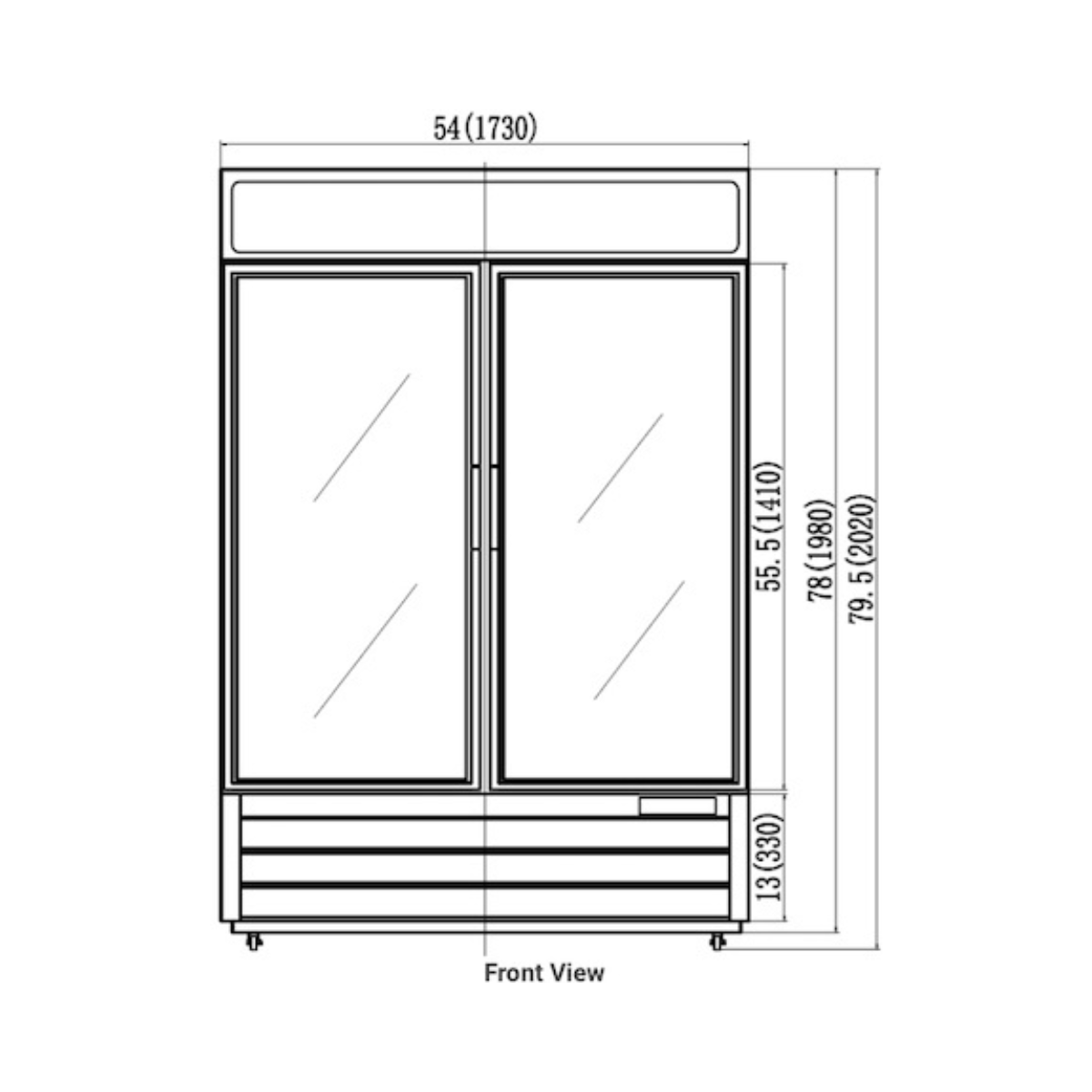 VALPRO VP2R-48HC TWO SWING GLASS DOOR MERCHANDISER REFRIGERATOR – 48 CU. FT. With Top Lighted Sign Panel