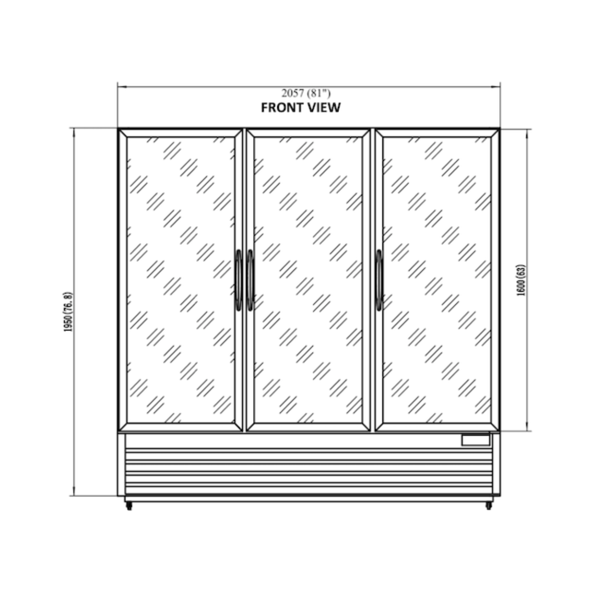 VALPRO VP3R-72M THREE SWING FULL GLASS DOOR MERCHANDISER REFRIGERATOR – 72 CU. FT. Without Top Lighted Sign Panel