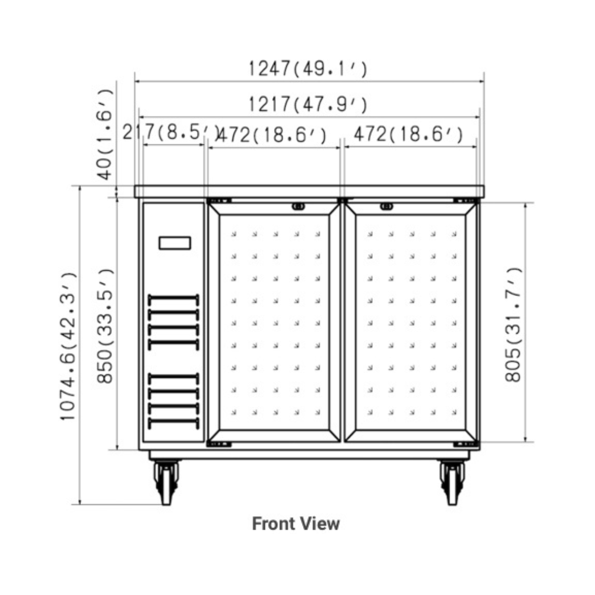 VALPRO 49″ TWO GLASS SWING DOOR BACK BAR COOLER - VP48G