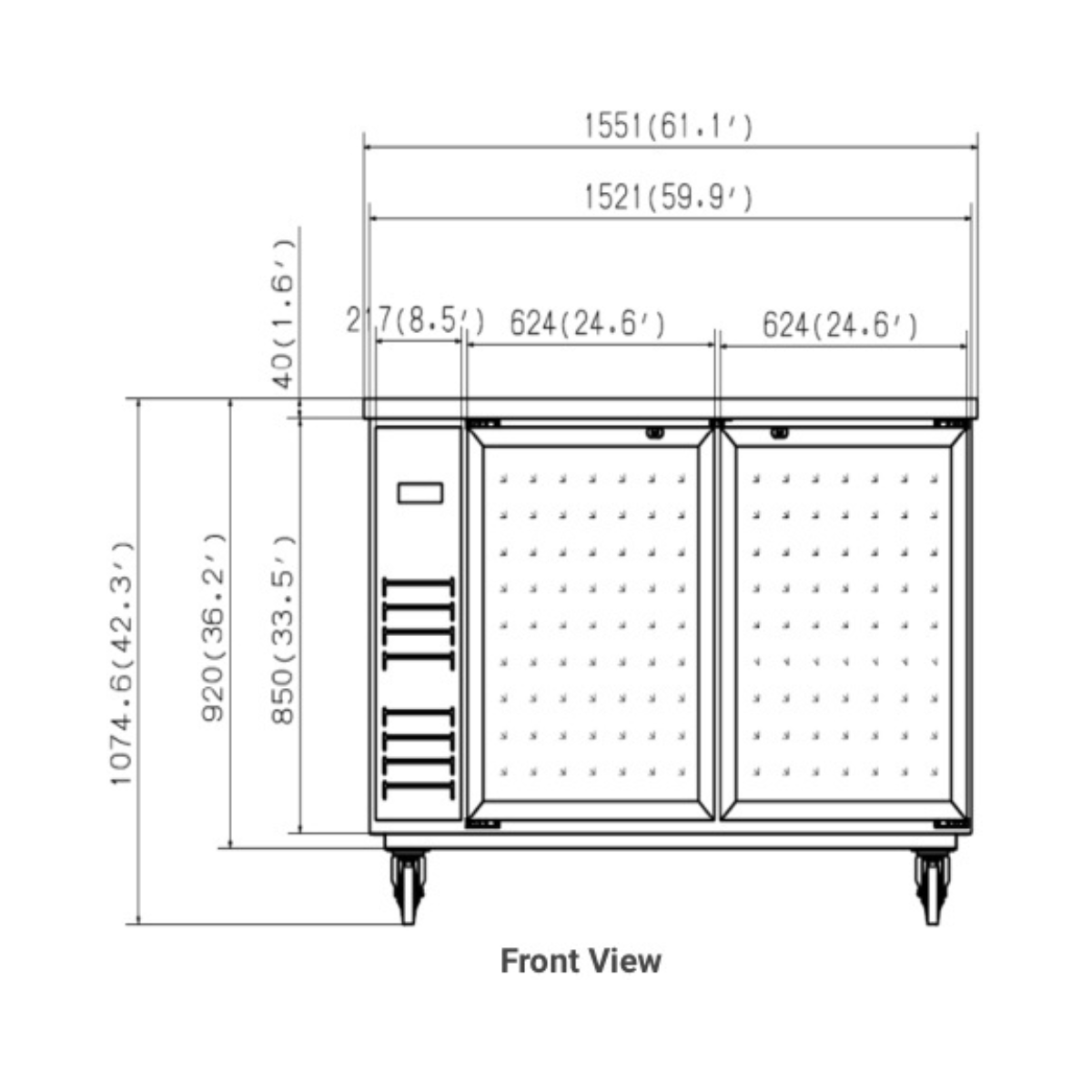 VALPRO 61″ TWO GLASS SWING DOOR BAR BACK COOLER - VP60G
