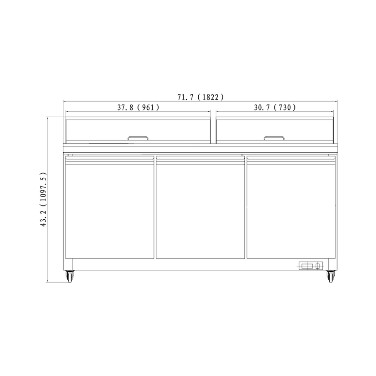VALPRO 72″ SANDWICH / SALAD FOOD PREP TABLE REFRIGERATOR - VP72S-HC