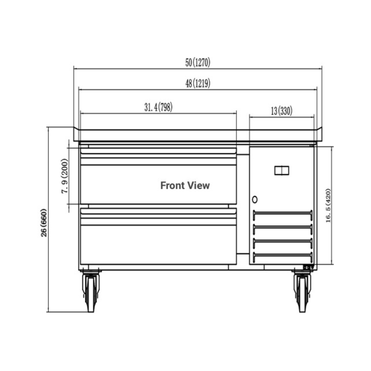 VALPRO 50″ REFRIGERATED CHEF BASE - VPCB-50