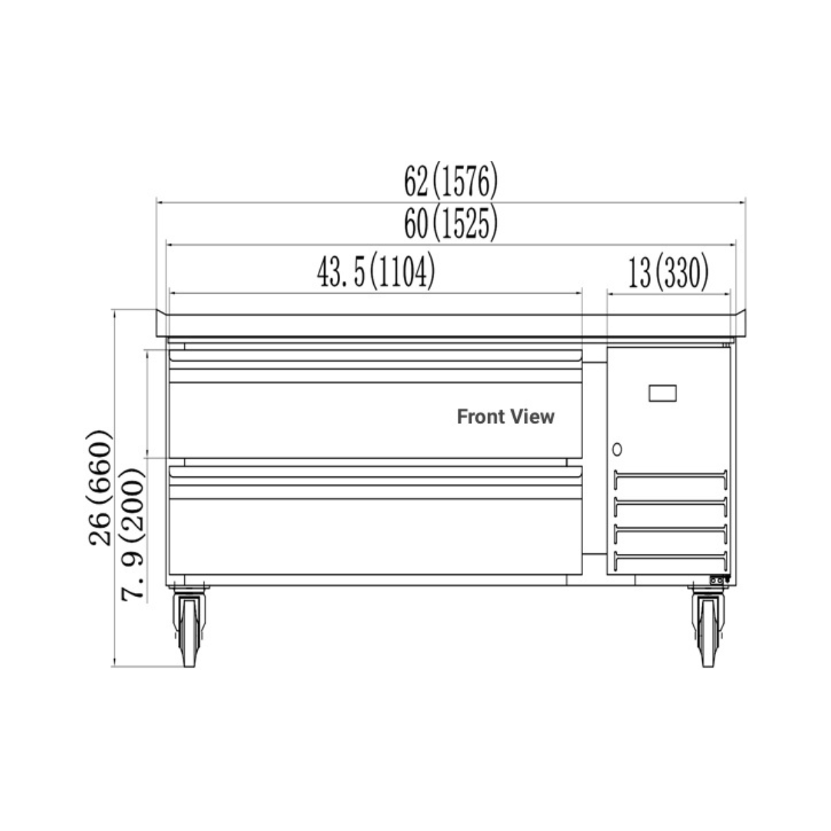 VALPRO 62″ REFRIGERATED CHEF BASE - VPCB-62