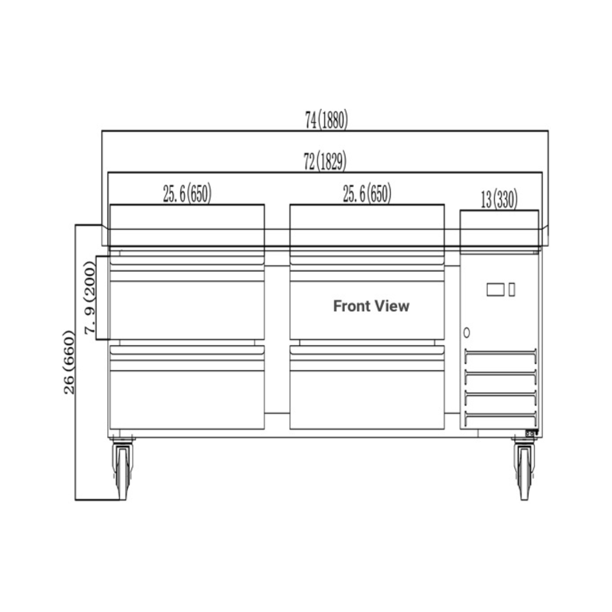 VALPRO 74″ REFRIGERATED CHEF BASE - VPCB-74