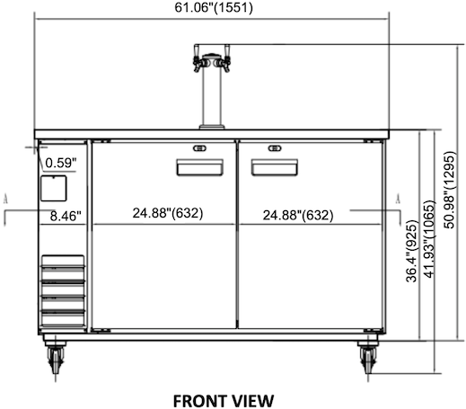 VALPRO DIRECT DRAW BEER DISPENSER 61″ – 1 TOWER – 2 TAPS - VPBD3-1