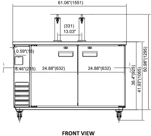 VALPRO DIRECT DRAW BEER DISPENSER 61″ – 2-TOWERS -2 TAPS - VPBD3-2