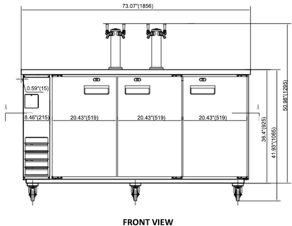 VALPRO DIRECT DRAW BEER DISPENSER 73″ – 2 TOWERS – 4 TAPS - VPBD4-2