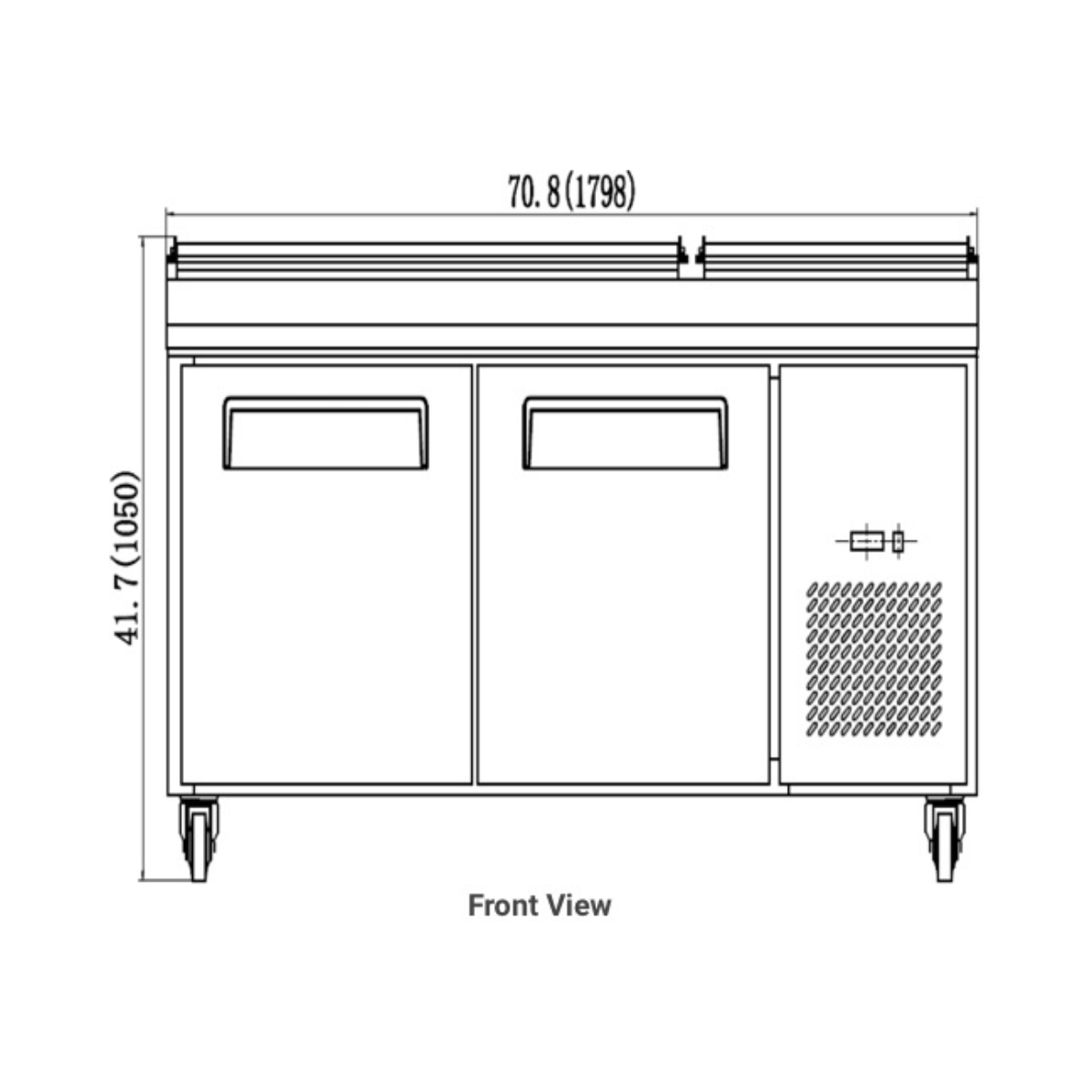 VALPRO 71″ TWO-DOOR PIZZA PREP TABLE REFRIGERATOR - VPP71-HC