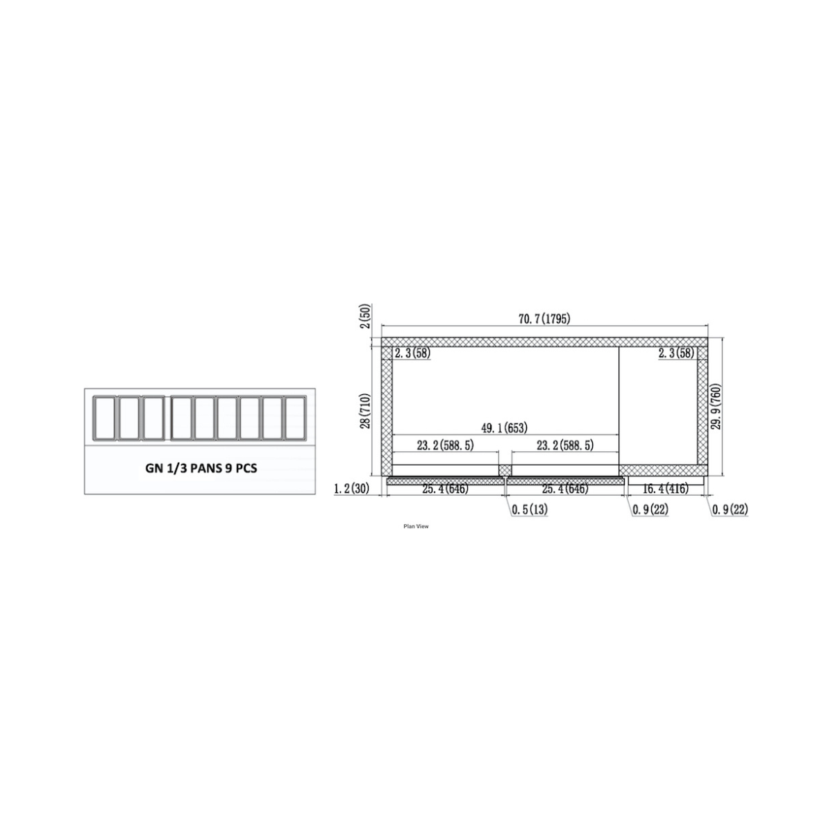 VALPRO 71″ TWO-DOOR PIZZA PREP TABLE REFRIGERATOR - VPP71-HC