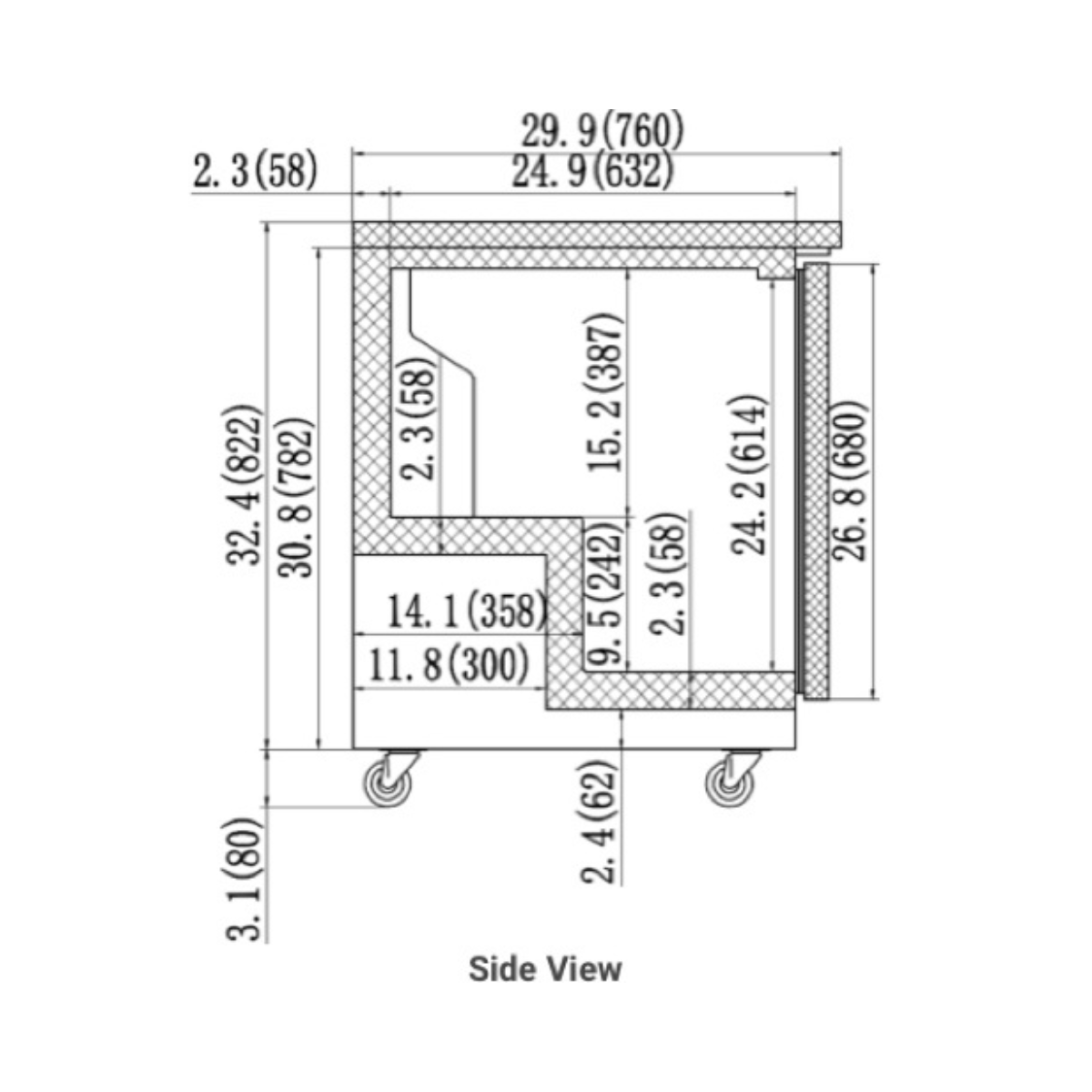 VALPRO 61″ UNDER COUNTER REFRIGERATOR 15.5 CU. FT. - VPUCR60