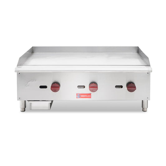 Commercial Gas Griddle, WESTLAKE 36" Countertop Griddle 3 Burner Plate Grill 90,000 BTU