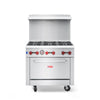 Commercial Gas Range & Stove, WESTLAKE 6 Burner 36" Commercial Gas Range with Standard Oven - 210,000 BTU