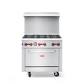 Commercial Gas Range and Stove, WESTLAKE 6 Burner 36" Commercial Gas Range with Standard Oven - 210,000 BTU