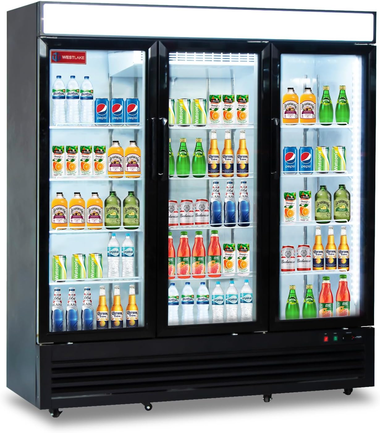 Commercial Refrigerator 3 Glass Door, WESTLAKE 72" W Merchandiser Reach-in Cooler Upright Fridge 54 Cu.ft for Restaurant, Bar, Shop, Retail