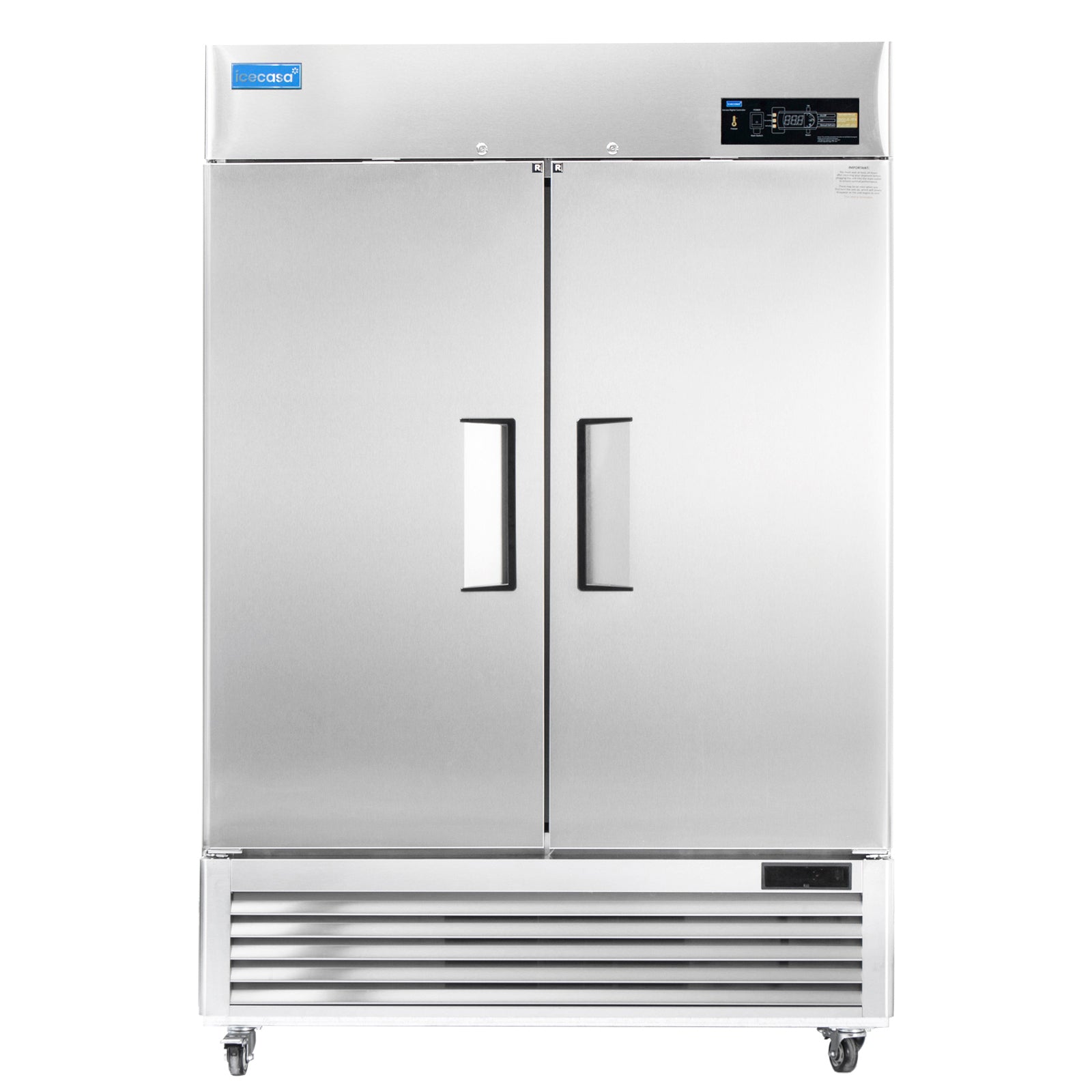 2 Door Commercial Refrigerator, ICECASA 54 Inch Restaurant Commercial Upright Fridge,  Reach-In Cooler