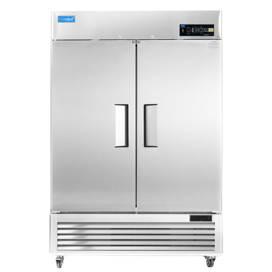 2 Door Commercial Refrigerator, ICECASA 54 Inch Restaurant Commercial Upright Fridge,  Reach-In Cooler