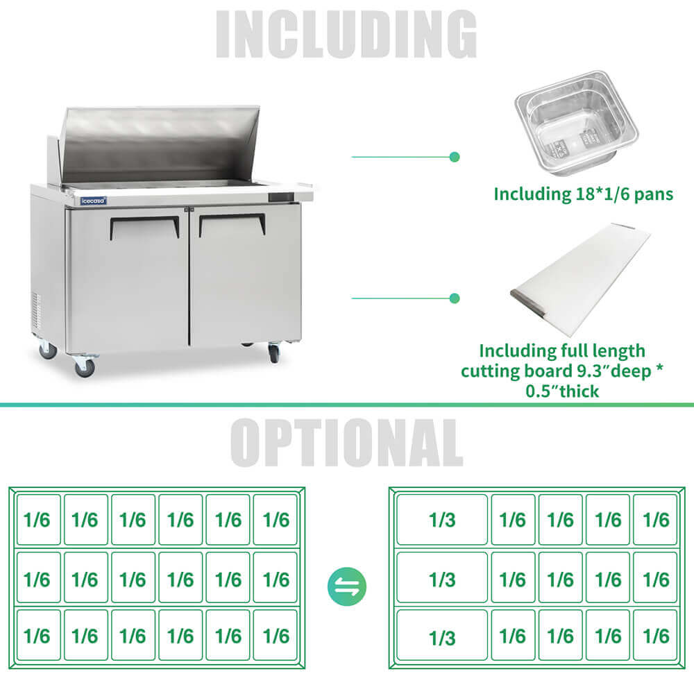 ICECASA 48 Inch Mega Top Sandwich Prep Table