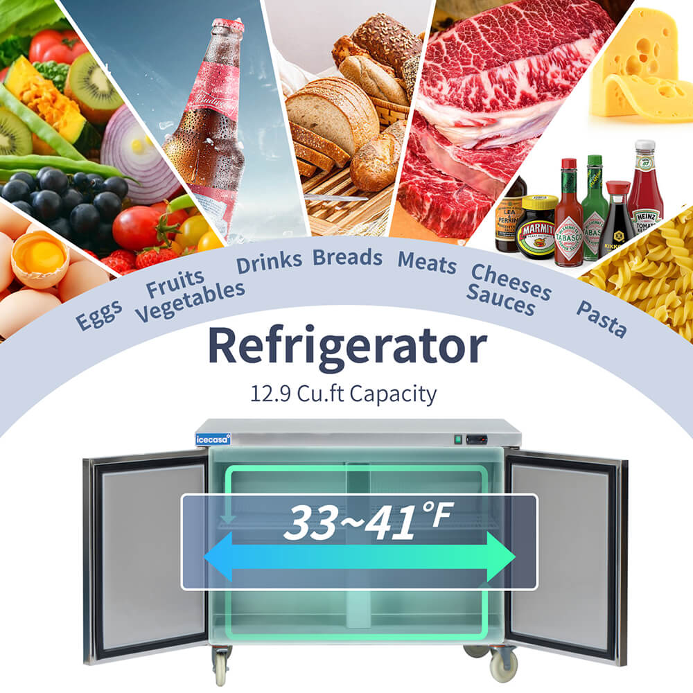 ICECASA 48" Stainless Steel Commercial Undercounter Fridge