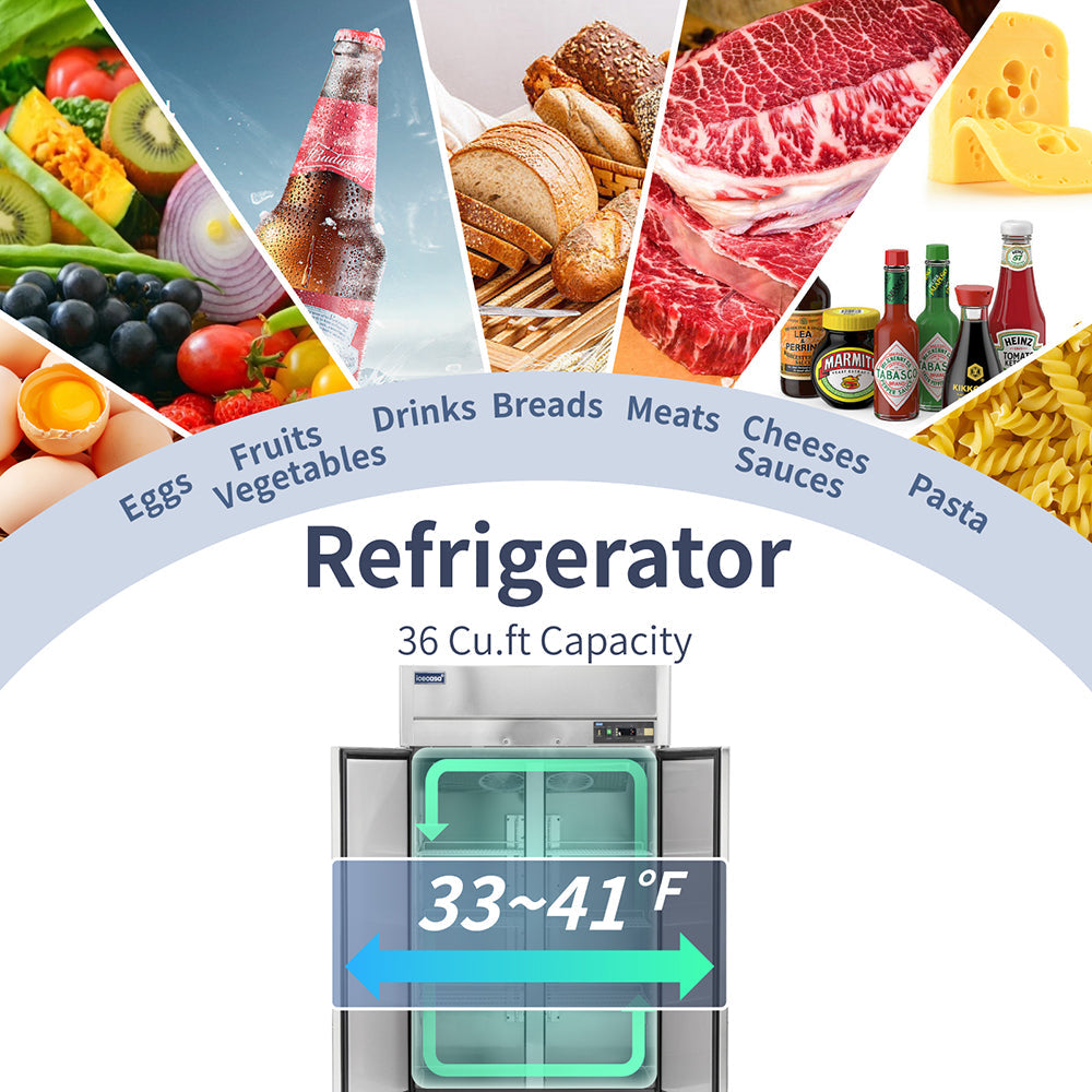 ICECASA 48" Fridge For Commercial, Industrial 1 Door Reach-In Stand Up Commercial Refrigerator, CoolerICECASA 48" Fridge For Commercial, Industrial 1 Door Reach-In Stand Up Commercial Refrigerator, Cooler